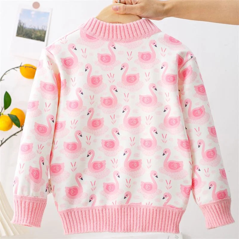 Girls' Sweater Thickened Autumn/Winter New Fashionable Versatile Children's Knitted Sweater Girls' Top Sweet and Cute