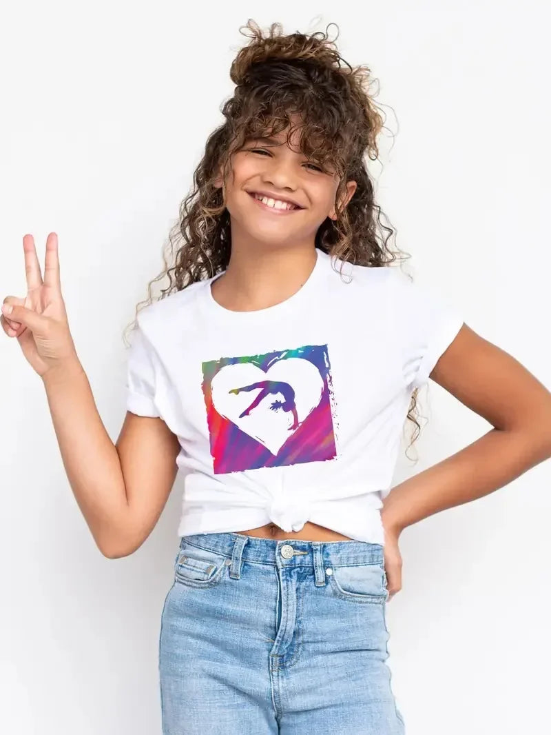 Boys T-shirt Girls Kids Rhythmic Gymnastics Printed T-shirt Modal Clothing Short Sleeves Boys Clothes