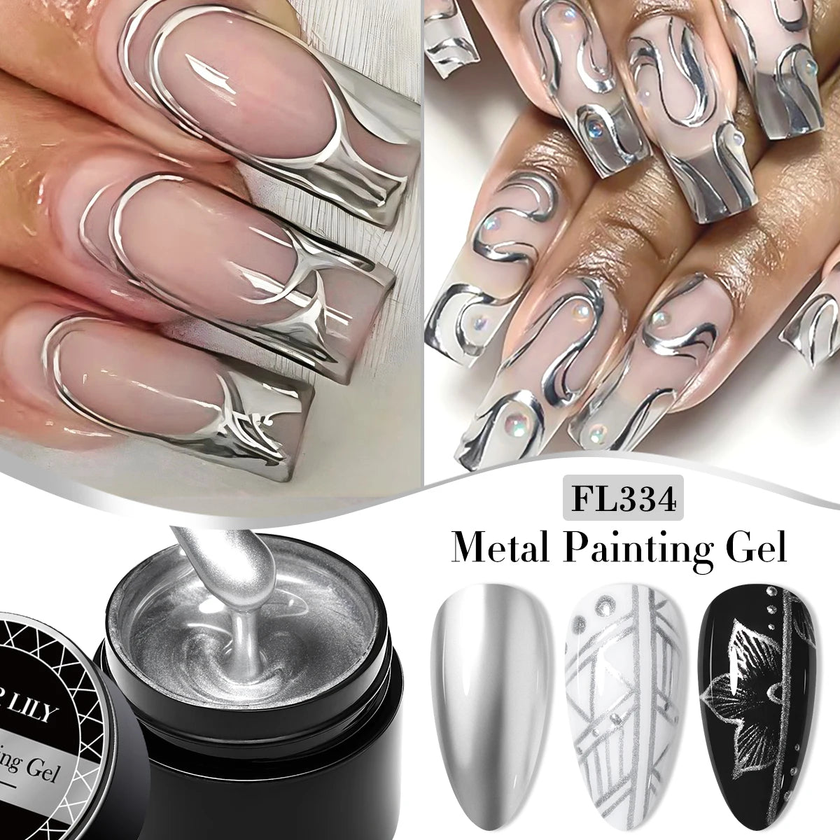 2/3pc Metal Painting Nail Gel Polish Set Gold Silver DIY Nail Art Supplies Varnish Semi Permanent UV/LED Manicure Gel Design