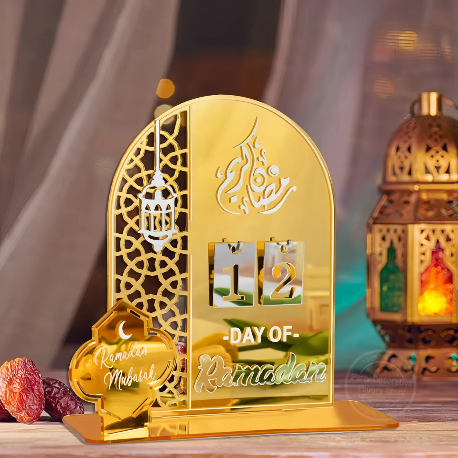 1set Acrylic Ramadan Countdown Calendar Gifts Day of Ramadan Calendar with Replacing Number 2026 Eid Mubarak Home Decoration