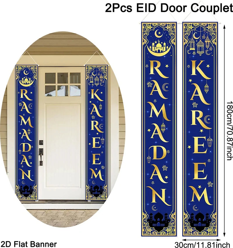 Eid Mubarak Door Banner Ramadan Decoration 2026 for Home Mubarak Ramadan Kareem Islamic Muslim Party Decor Eid Al Adha Gifts