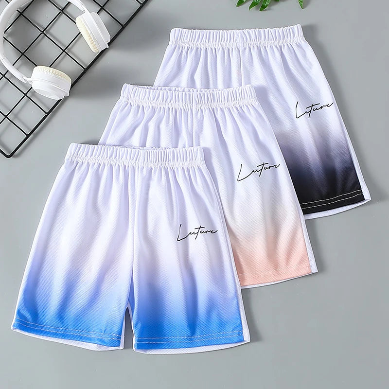1/3 Pieces cChildren's Summer Gradient Tie Dye Fashionable Casual Shorts Boys' Loose Sports Elastic Pants Girls' Versatile Pants