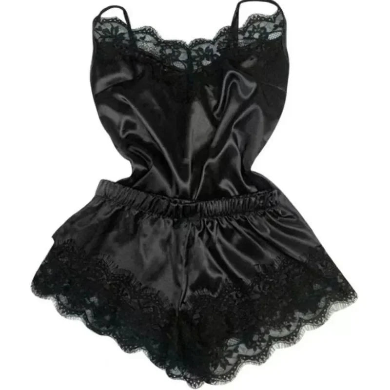 Sexy V-Neck Strap Top & Shorts Sleepwear