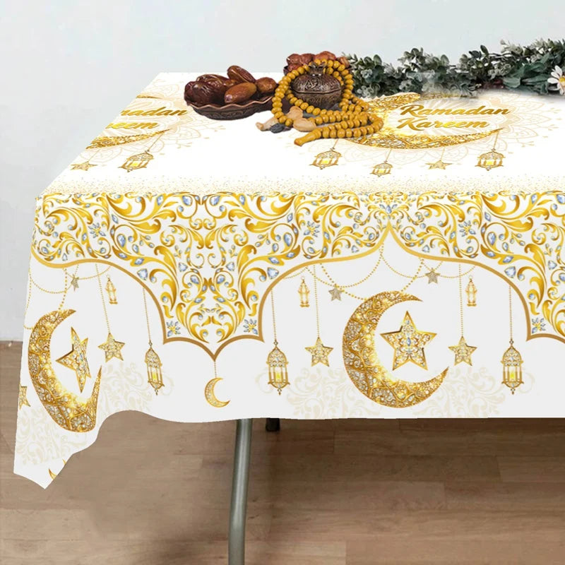 Eid Mubarak Tablecloths Ramadan Decoration for Home 2026 Islamic Muslim Party Decor Ramadan Tableware Supplies Eid Al Adha Gift