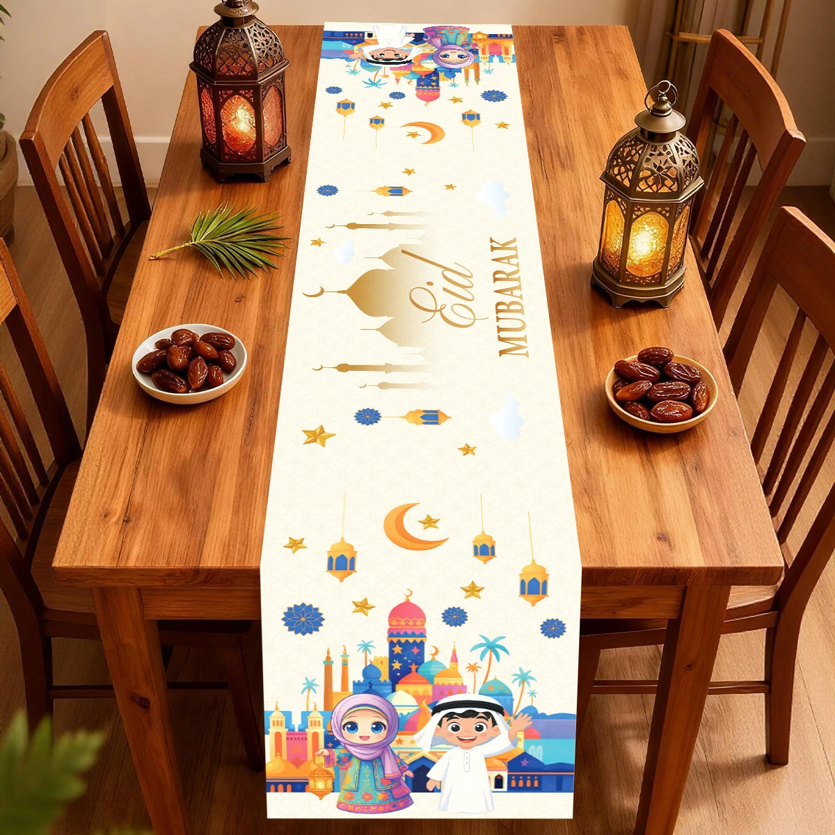 Ramadan Table Runner Eid Mubarak Decoration 2026 for Home Ramadan Kareem Ramadan Mubarak Islamic Muslim Party Eid Al-Fitr Gifts