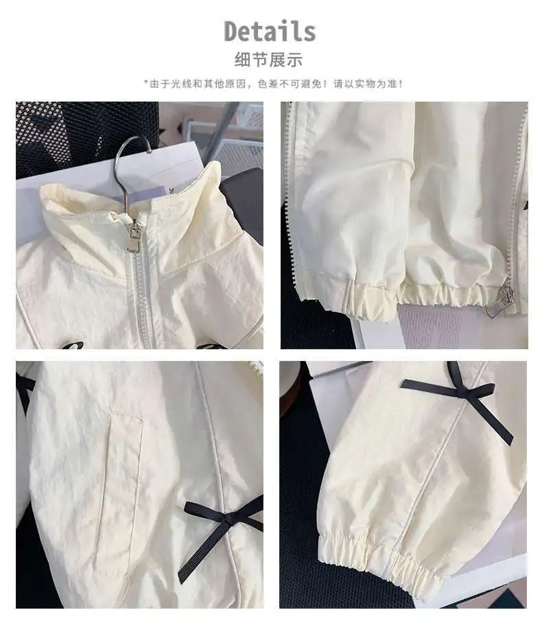 Girls Jacket Clothing 2025 Spring Autumn Children Bow Solid Color Zipper Coat Baby Toddler Fashion Casual Windbreaker Outerwear