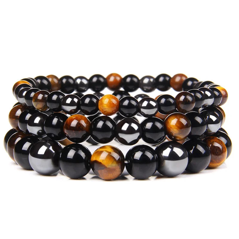 Natural Black Obsidian Hematite Tiger Eye Beads Bracelets Men for Magnetic Health Protection Women Soul Jewelry Pulsera Hombre