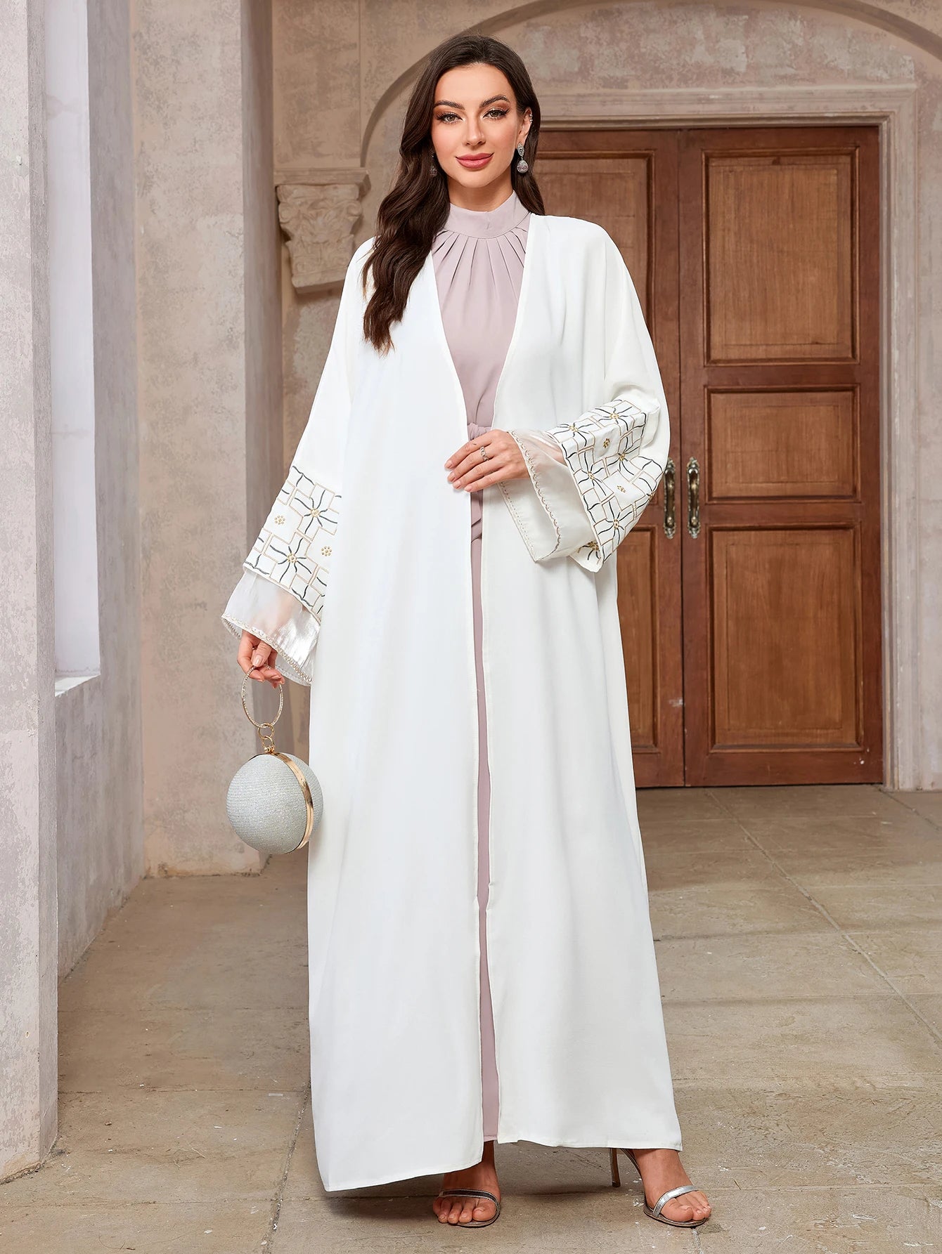 Muslim Long Robe Embroidery Dress for Women Morocco Eid Kimono Ramadan Abayas Kaftan Islam Dubai Arab Holiday Party Maxi Dress