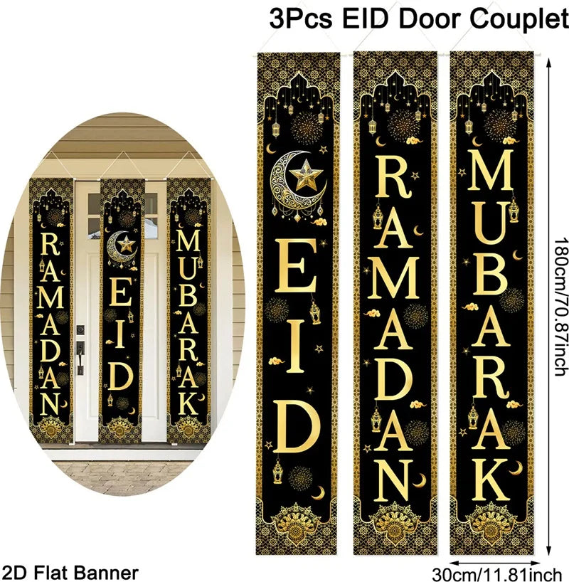 Eid Mubarak Door Banner Ramadan Decoration 2026 for Home Mubarak Ramadan Kareem Islamic Muslim Party Decor Eid Al Adha Gifts