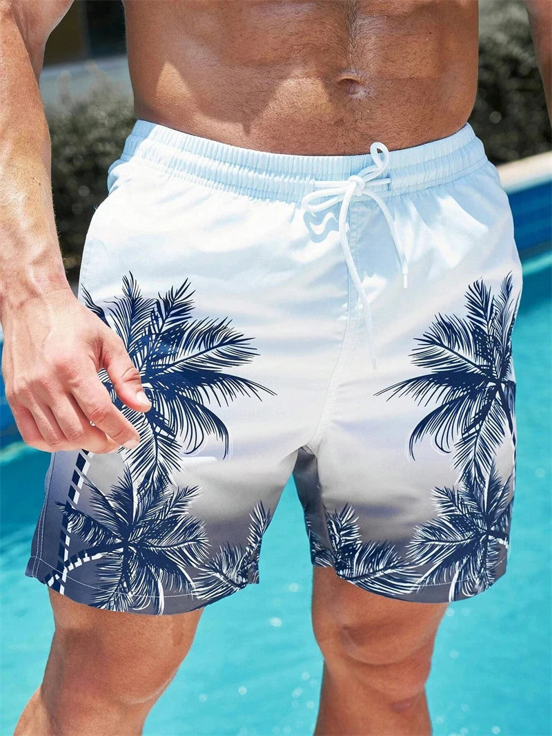 Vintage Plant 3D Printed Board Shorts Mens Palm Graphic Short Pants Summer Hawaiian Breathable Swim Trunks Kids Loose Ice Shorts
