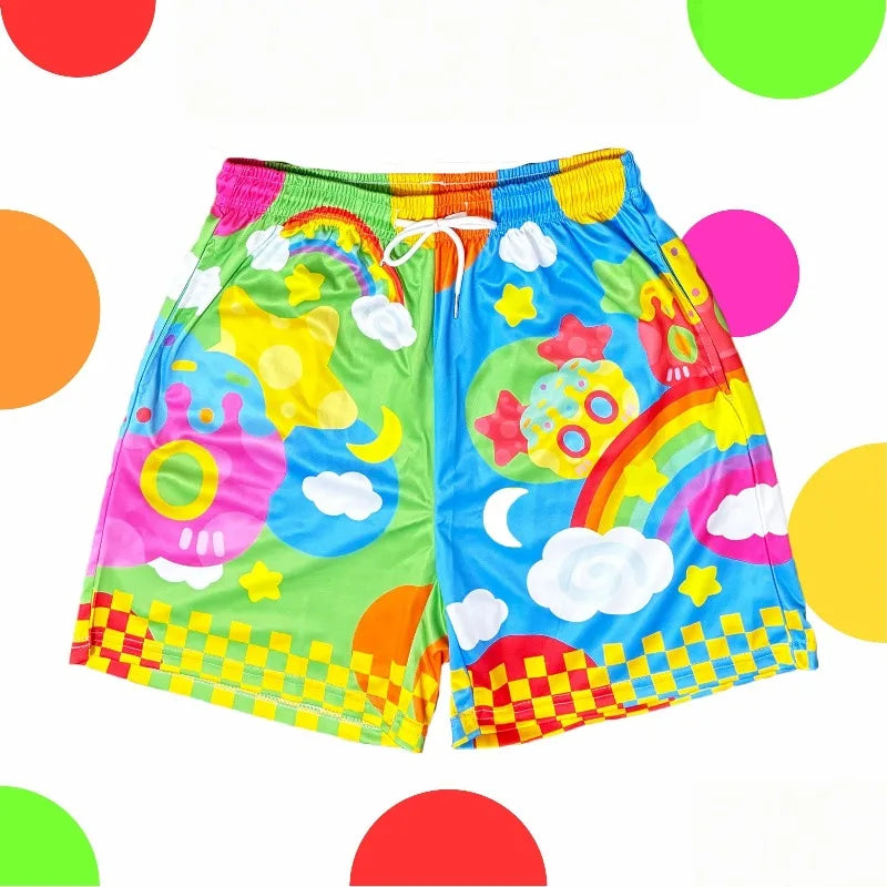 New Trendy Girls' Clothing 3D Printed Dopamine Rainbow Clothing, Home Stay Women's Casual Shorts