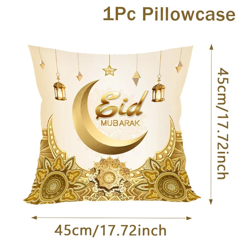 Eid & Ramadan Throw Pillow Covers Moon Stars Pillowcase For Muslim Party Supplies Ramadan Decoration 2026 Cushion Cases Eid Gift
