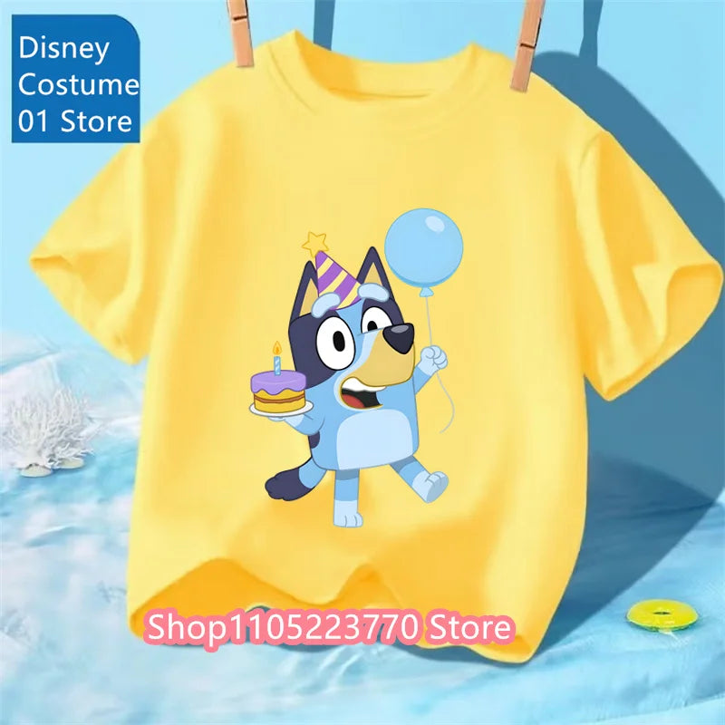 Kids Bluey Cartoon T-Shirt Autumn Winter Short Sleeve Warm Anime Print Comfortable Sweatshirt for Boys and Girls Daily Use