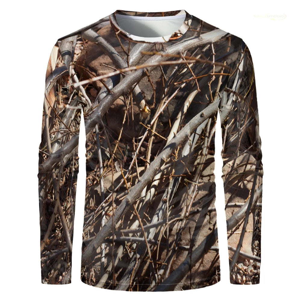 Camouflage Hunting T-Shirt Forest Print Men T Shirt Outdoor Sports Long Sleeve Trip Tactical Training Oversize Top Mens Clothing
