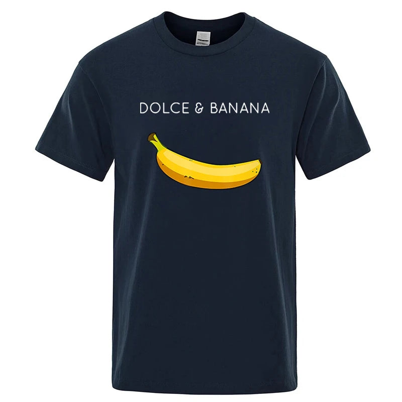 Summer Men's T-shirt High Quality 100%Cotton Funny Banana Printing Loose O-neck Men Short Sleeve Casual For Male T-shirt Top Tee