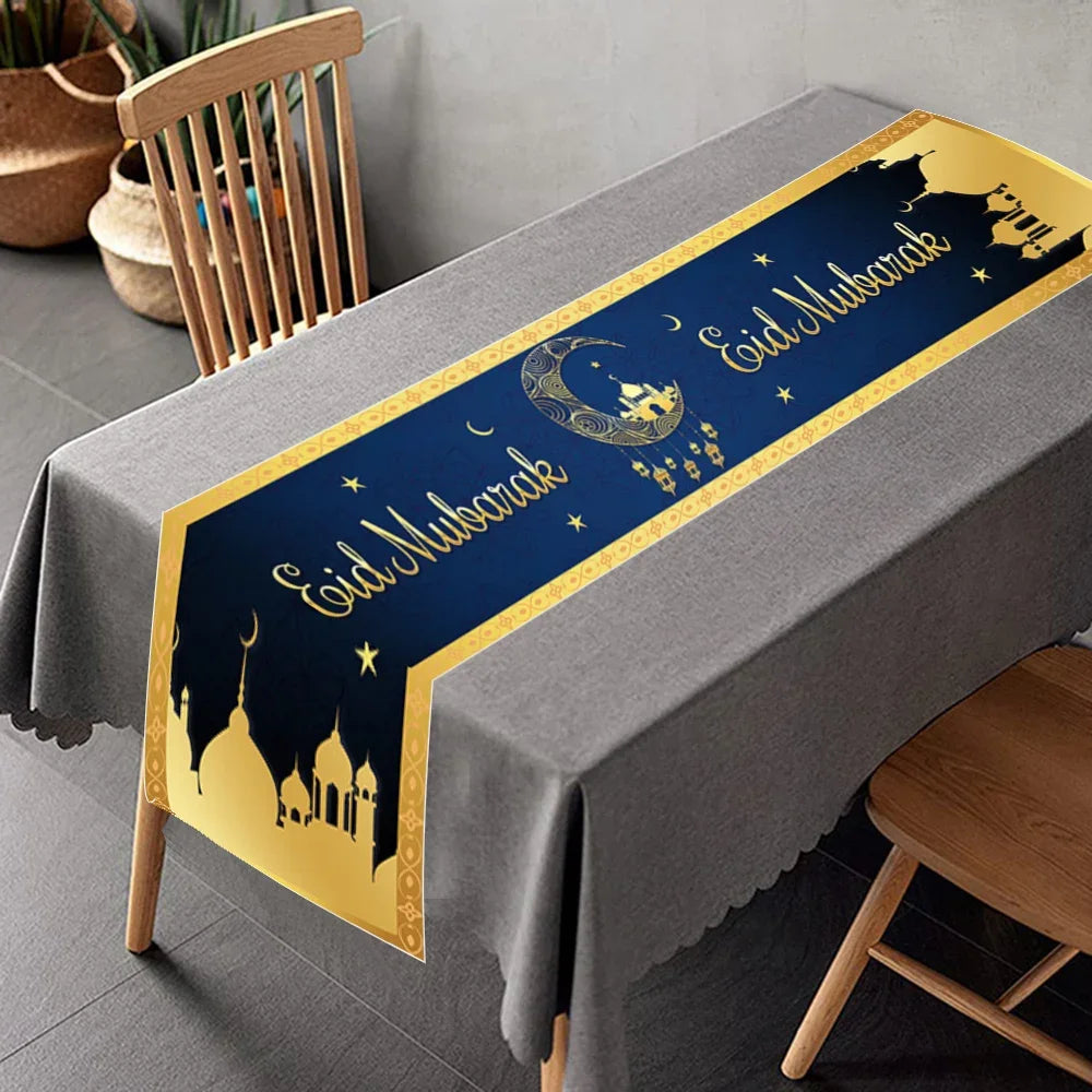 Ramadan Table Runners Eid Mubarak Moon Star Tablecloths Decoration Eid Party Table Decorations Islamic Muslim Party  2026