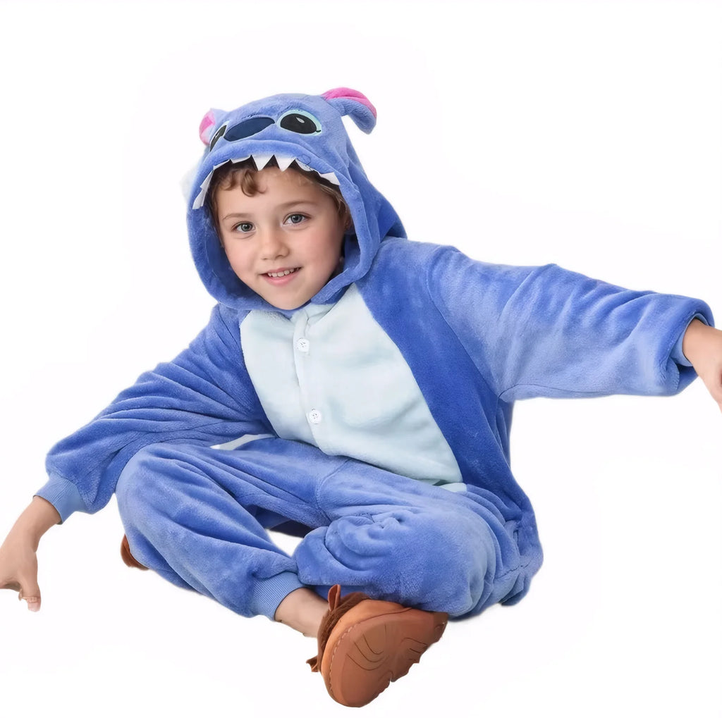 Lilo Stitch Cosplay Costume Boys Girls Spiderman Pajamas Plush Winter Warm Clothes for Boys Girls Hooded Pajamas Onesies