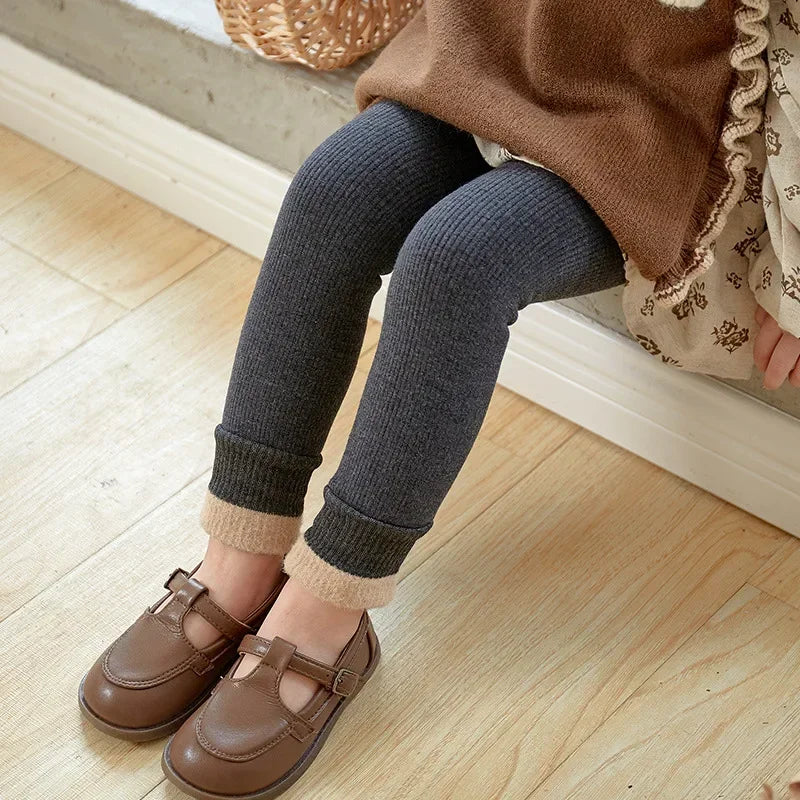 2023 Autumn Winter Baby Girls Pant Baby Cotton Warm Leggings Children's Velvet Pants Solid Trousers Kids Clothes Korean Style