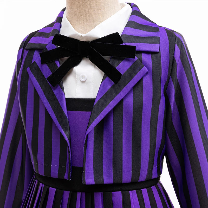Girl Dress 2Pcs Wednesday Enid Sinclair‌ Cosplay Costume Birthday Party Performance Costume Halloween Carnival Kids Dress Up