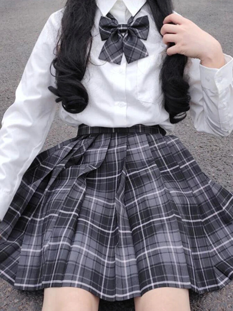 ZOKI Plaid Women Pleated Skirt Bow Knot Summer High Waist Preppy Girls Dance Mini Skirt Cute A Line Harajuku Sexy Japan Faldas