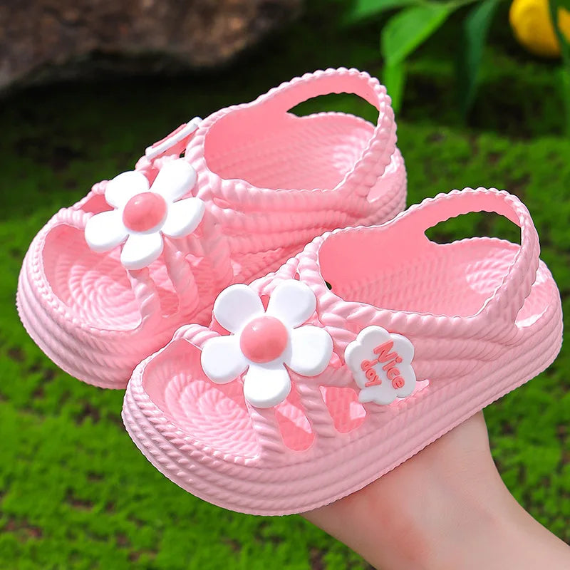 Girls' Sandals Summer New Fashion Princess Shoes EVA Anti slip Soft Bottom Flower Indoor and Outdoor Children's Sandals