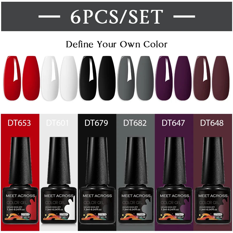 6pc Nail Gel Polish Set DIY Nail Art Semi Permanent UV LED Gel Kit For Nails Decoration Manicure Soak Off Painting Vernis Design