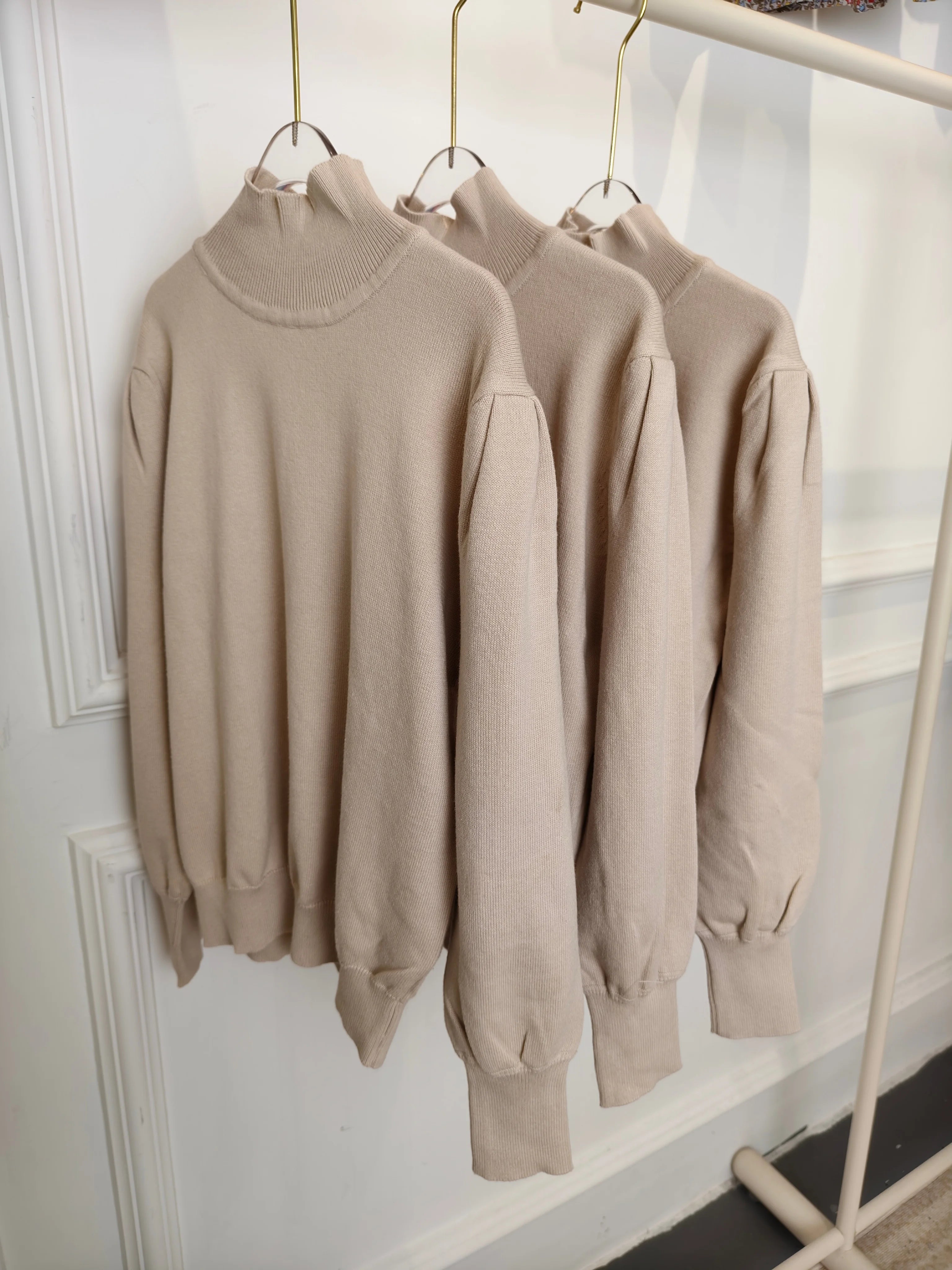 High Quality Boutique Teenager Girl Knitted Solid Color Sweater Top Stand Collar Autumn Winter Girls Knitting Tops For Daily