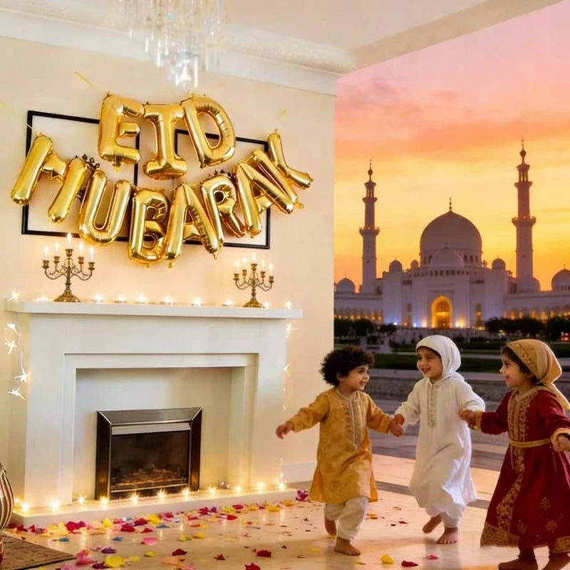 Eid Mubarak Balloons Ramadan Decoration For Home 2026 Gurbang Aid Al Adha Mubarak Kareem Islamic Festival Muslim Party Supplies