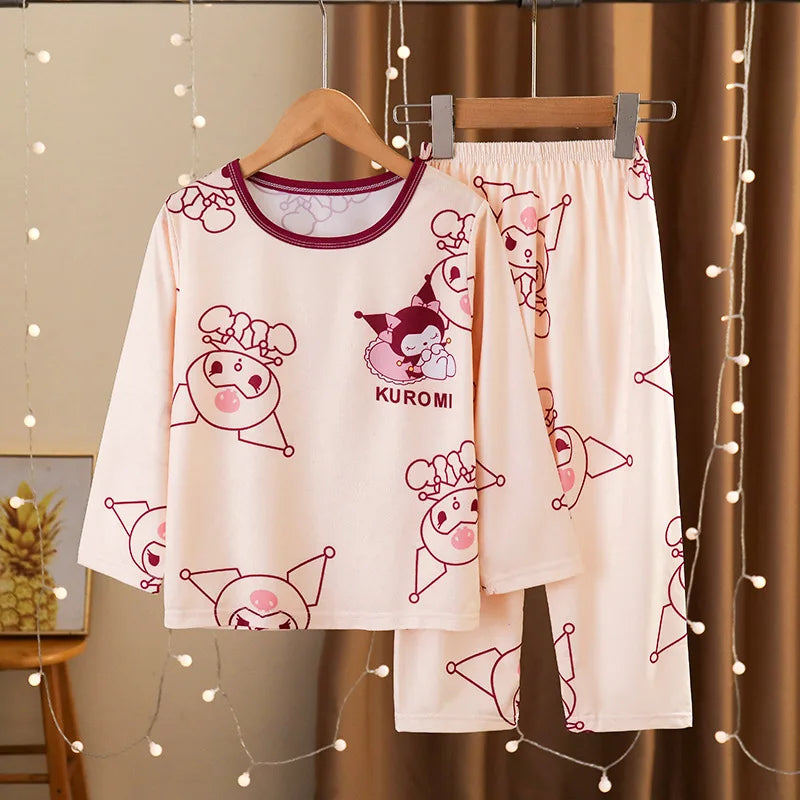 Girls Pajamas Spring Autumn Children Pajamas Long Sleeve Cartoon Kids Sleepwear Robe Children's Clothing Mother