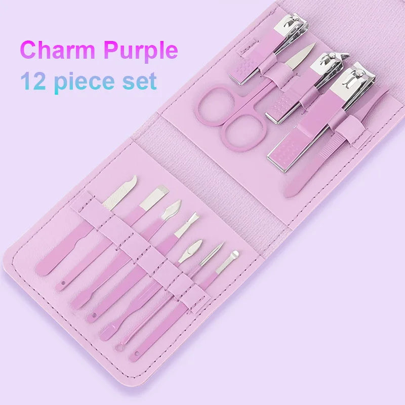 16/12/4 pcs Professional Nail Clippers and Cuticle Nippers Set with Travel Case Manicure Set Pedicure Sets Nail Clippers