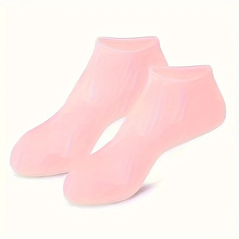 2-Pack Ultra-Soft Silicone Moisturizing Foot Masks for Dry, Cracked Feet - Pair with Moisturizer for Exfoliating Foot Care
