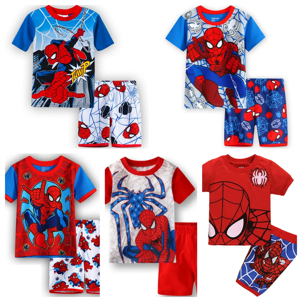 Summer Boys Nighty spider Cartoon Nightgown Costume Boys Cute Set Baby Toddler Short Sleeve Pajamas Sets Home Wear