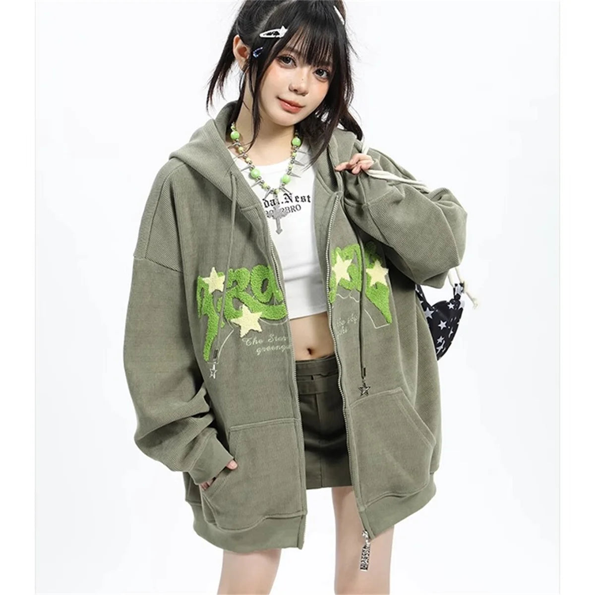Women’s Embroidered Zip-Up Hoodie