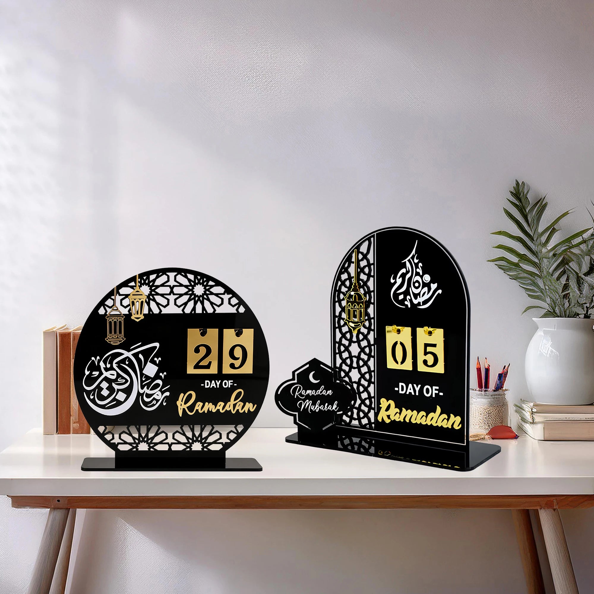 1set Acrylic Ramadan Countdown Calendar Gifts Day of Ramadan Calendar with Replacing Number 2026 Eid Mubarak Home Decoration