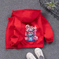 Spring Autumn Baby Girls Boys Hooded Jacket Fashion Cartoon Lilo and Stitch Outerwear Tops Children Windbreaker Coat Kids Clothe
