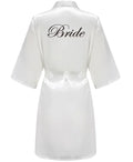 RB91 2017 Fashion Silk Bride of Mother Robe with Gold Letter Sexy Women Short Satin Wedding Kimono Sleepwear Get Ready Robe