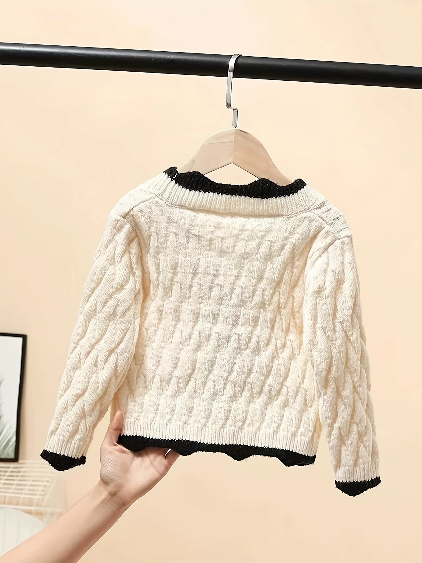 Girls' Knitted Cardigan Spring New Korean Style V-Neck Sweater Jacket Trendy Internet Celebrity Top for Children