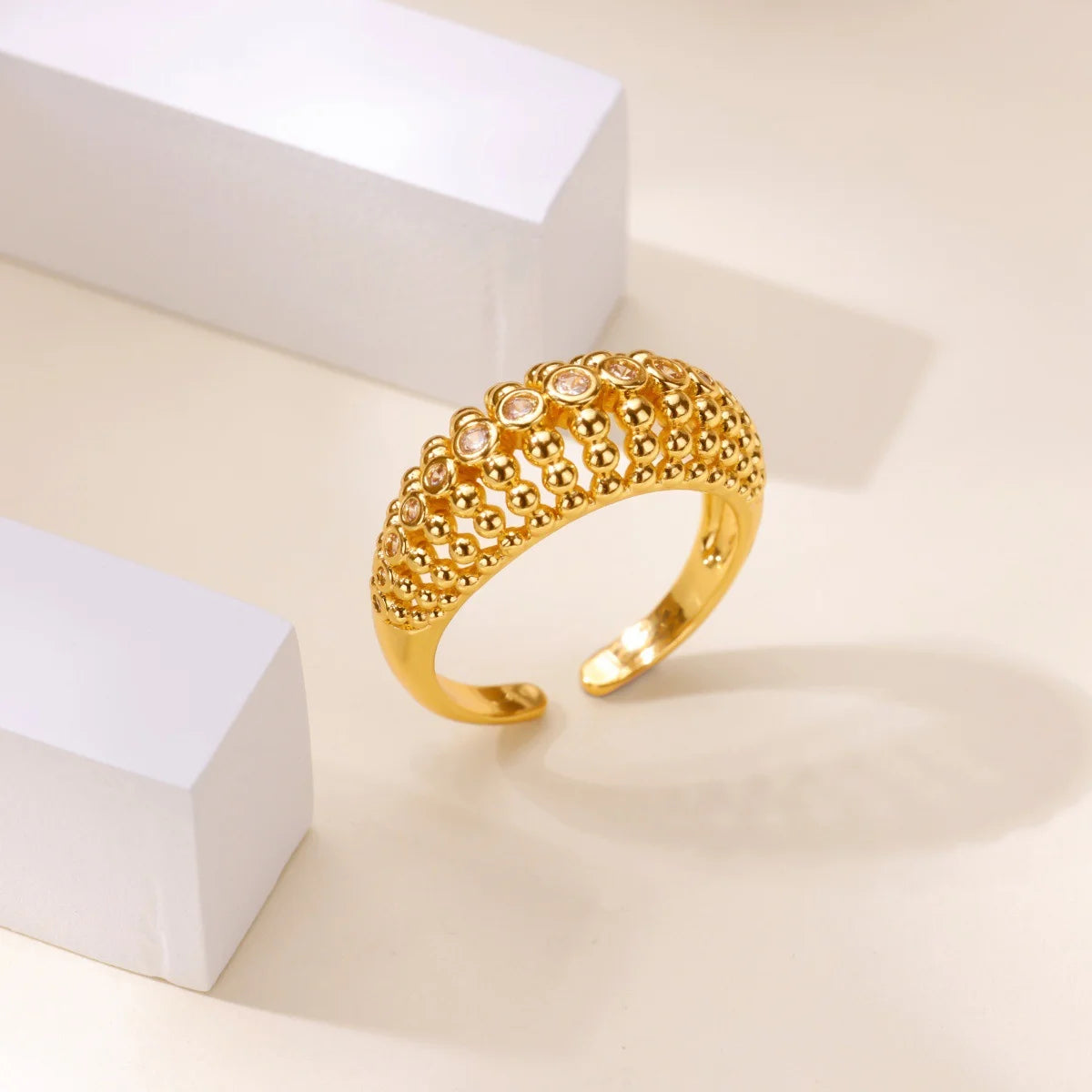 Geometric Hollow Anillos For Women Gold Color Star Rings Fashion Tiny Sparkling Zirconia Ring Party Elegant Punk Jewelry Gifts