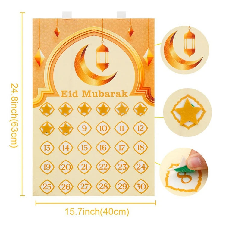 2026 Ramadan Countdown Calendar Eid Mubarak Felt Countdown Ramadan Calendar Muslim Party Decoration Craft Eid Al-Adha Ornament
