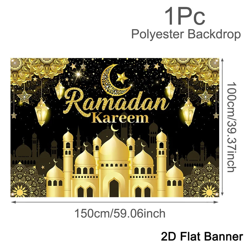 EID Mubarak Decoration Backdrop Ramadan Decor 2026 For Home Background Ramadan Kareem Islamic Muslim Party Eid Al Adha Gifts