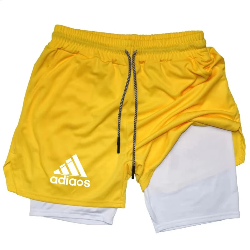 Men'S Compression Shorts Summer Gym Fitness Running Training Sports Shorts Two-In-One Mesh Breathable Quick-Drying Shorts