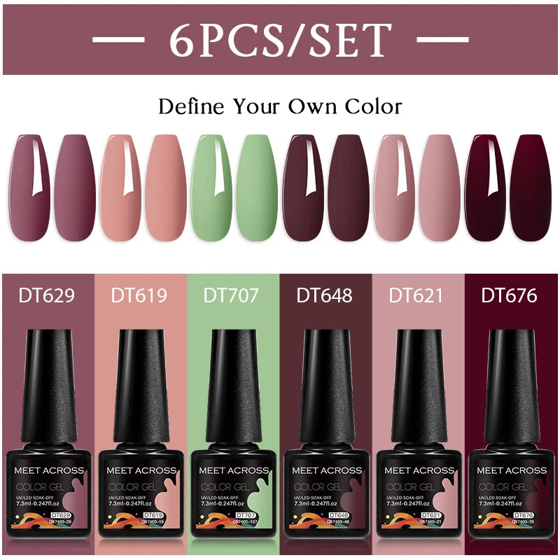 6pc Nail Gel Polish Set DIY Nail Art Semi Permanent UV LED Gel Kit For Nails Decoration Manicure Soak Off Painting Vernis Design