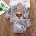 Bear Leader Coral Fleece Pajama Sets Baby Boys Girls Winter Plus Velvet Thick Flannel Homewear Children Warm Sleepwear Suit 2Pcs