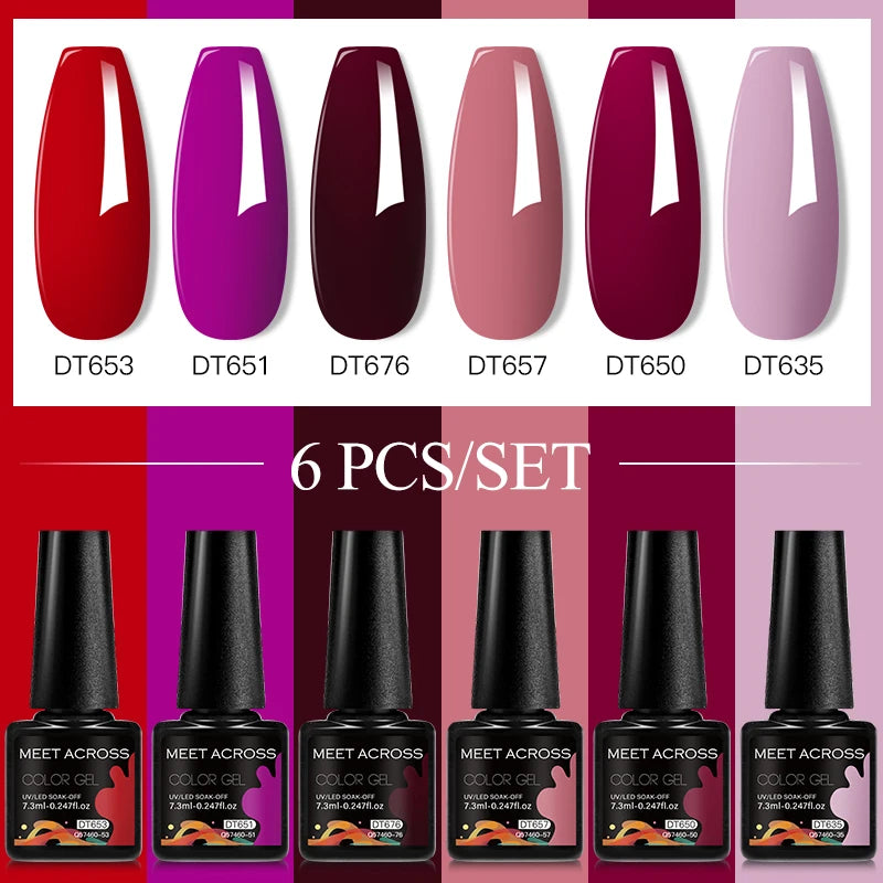 6pc Nail Gel Polish Set DIY Nail Art Semi Permanent UV LED Gel Kit For Nails Decoration Manicure Soak Off Painting Vernis Design