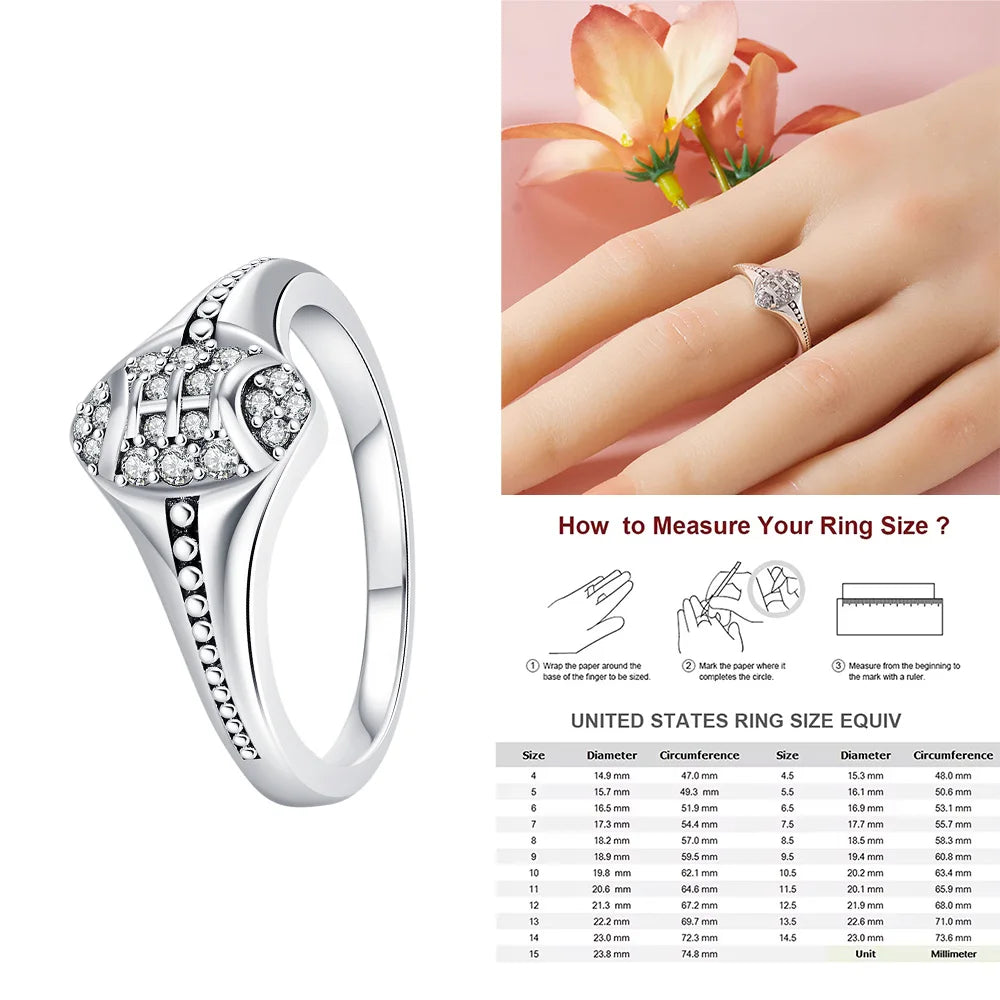 925 Sterling Silver Sparkling Hoops Ring Love Heart For Women Fashion jewelry Firefly Clover ring Party Anniversary Fine Gifts
