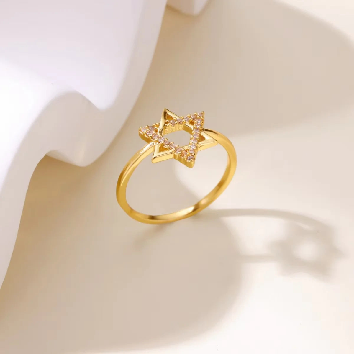 Geometric Hollow Anillos For Women Gold Color Star Rings Fashion Tiny Sparkling Zirconia Ring Party Elegant Punk Jewelry Gifts
