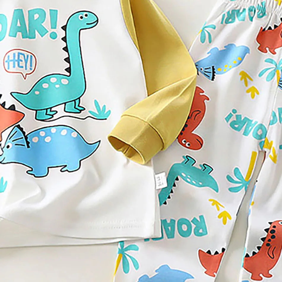 Cotton Children Pajamas Sets Unisex Soft Comfort Warm Cute Cartoon Printed Suitable Boys Girls Perfect for Autumn Winter Warmth