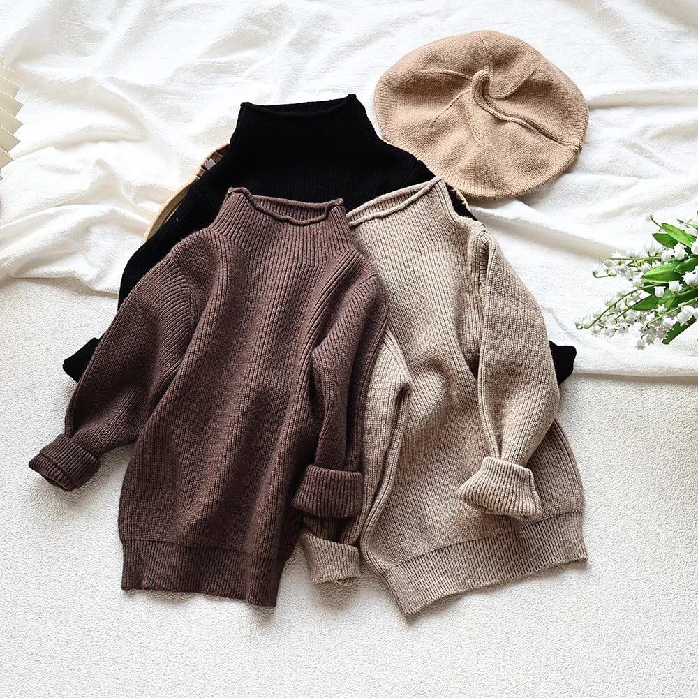 MILANCEL Spring Autumn New Kids Infant Sweaters Turtleneck Boys Pullover Boys Knitwear Girls Base Sweater