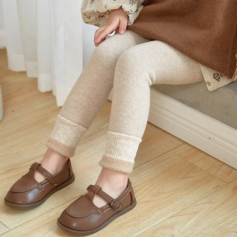 2023 Autumn Winter Baby Girls Pant Baby Cotton Warm Leggings Children's Velvet Pants Solid Trousers Kids Clothes Korean Style