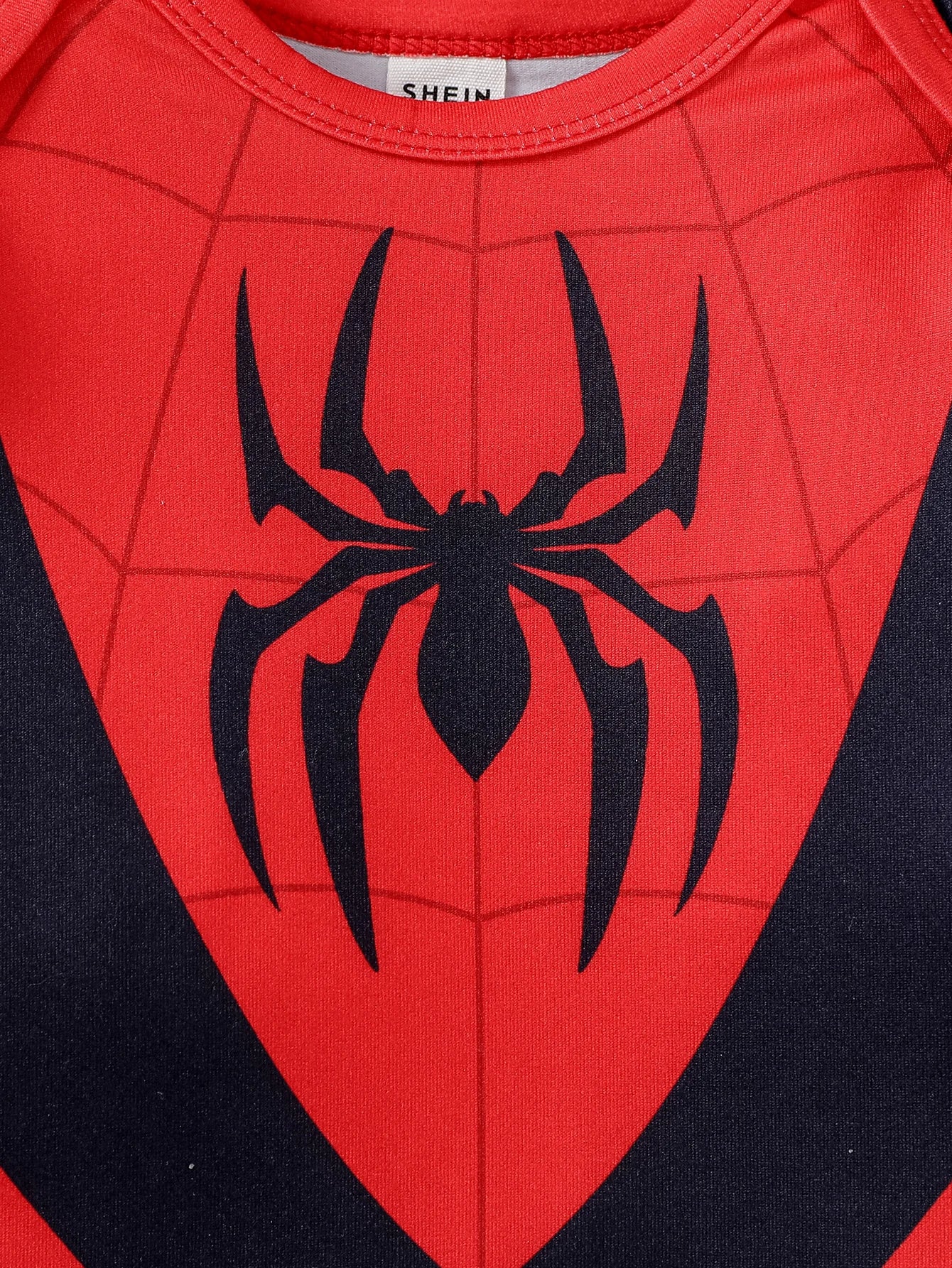 2PCS Baby 2024 New Style Boys For Newborn 0-6M Cartoon Spider Long Sleeve Cool Fashion Jumpsuit All Seasons +Hat